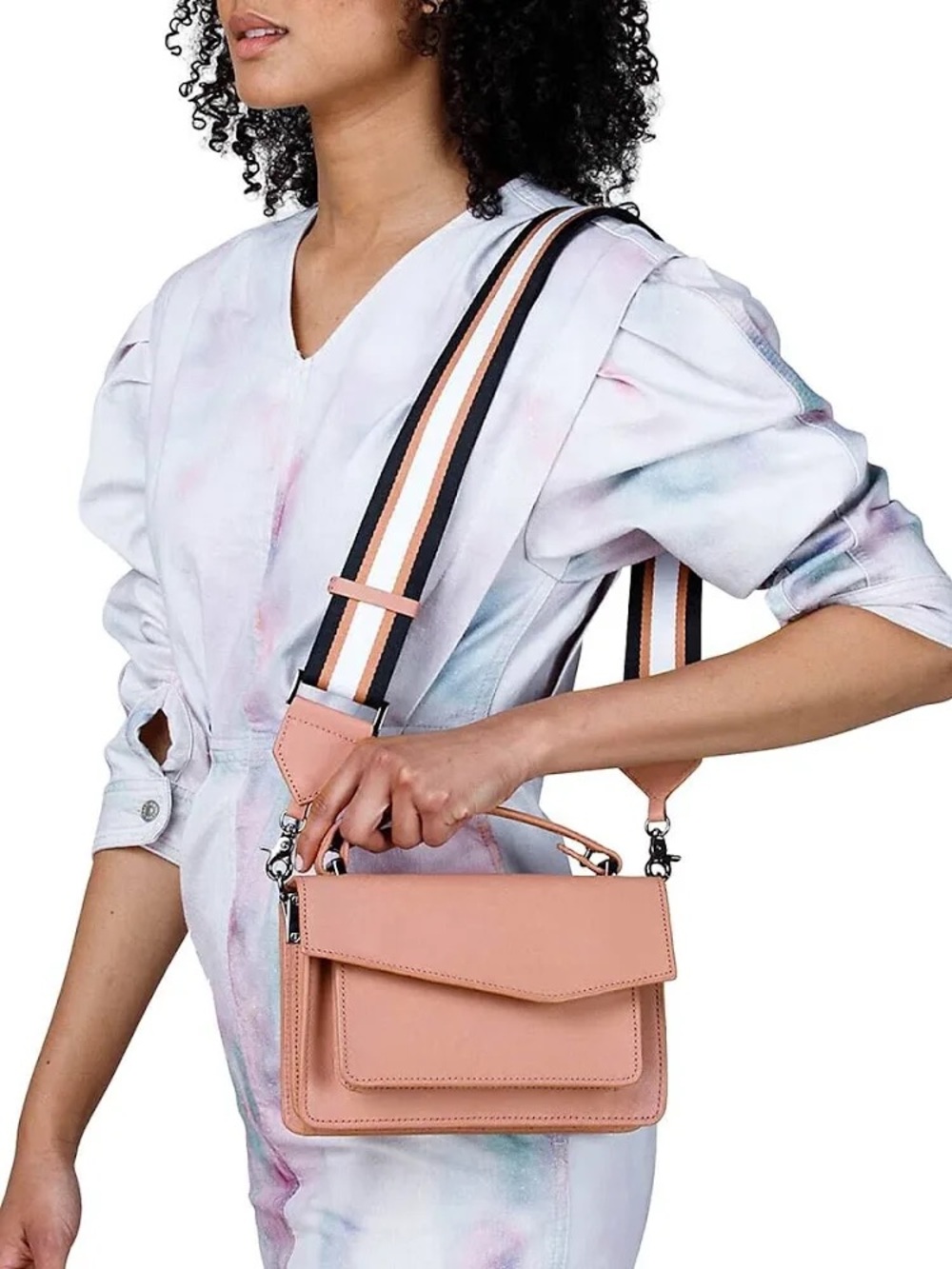 Botkier Leather Cobble Hill Crossbody with Striped Adjustable Strap
